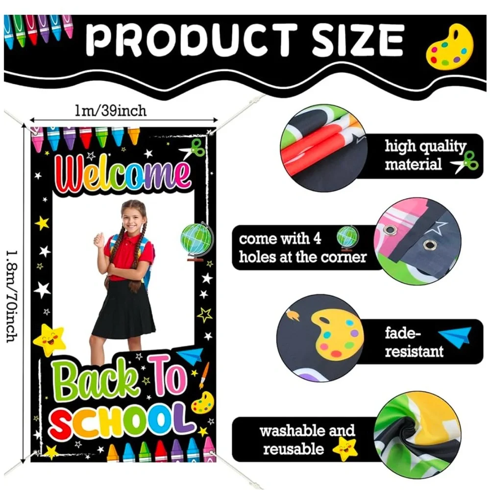 Back to School Decorations Welcome, 39 x 70,School Photo Booth Props